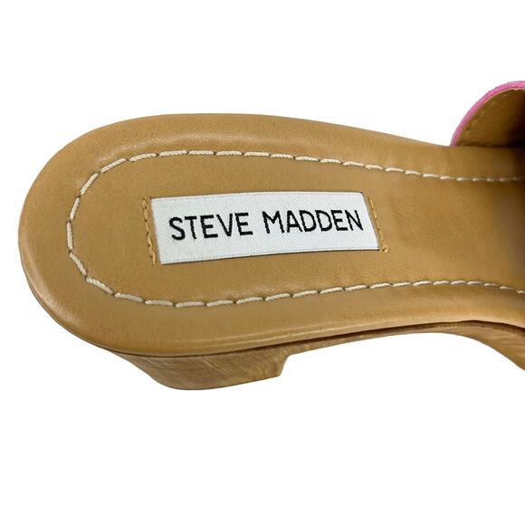 Steve Madden Neon Pink Block Heels Slides Sandals 9 Platform y2k - Picture 6 of 10